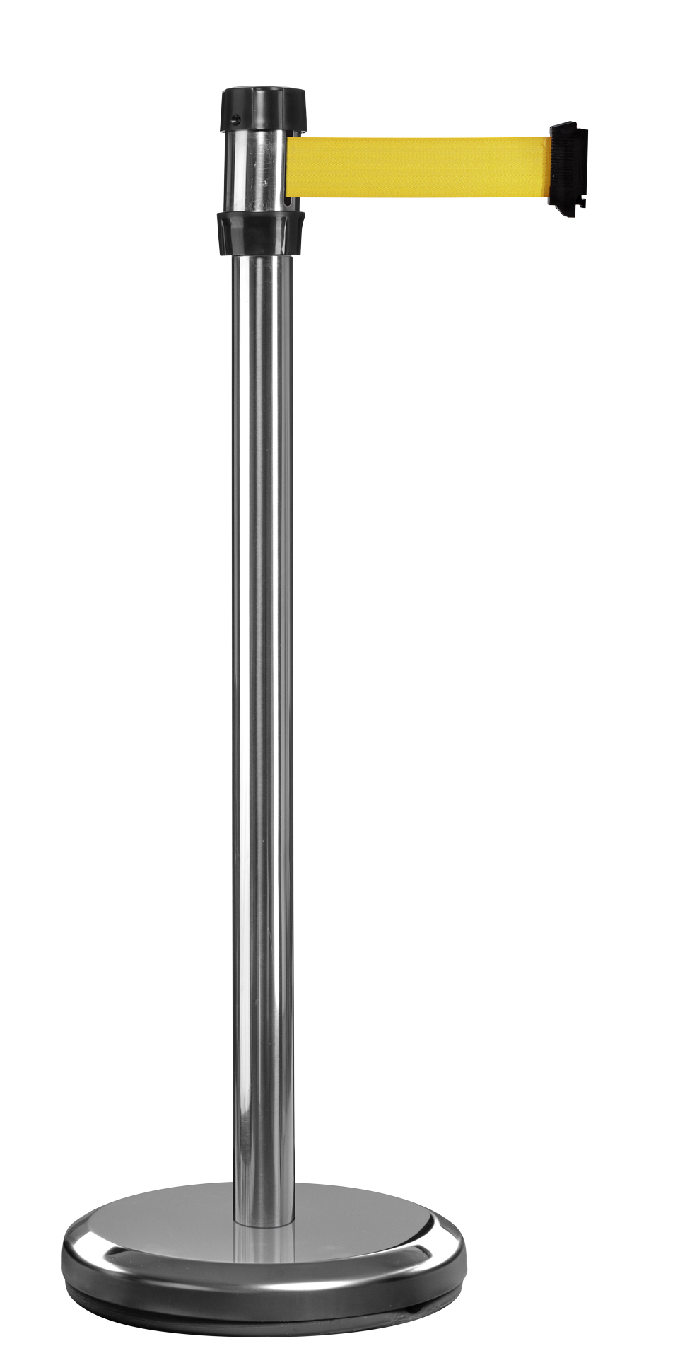 Viso Grey Strap Post, Yellow Tape, Polyester, Steel, Polyester, Barrier Post, 2 m
