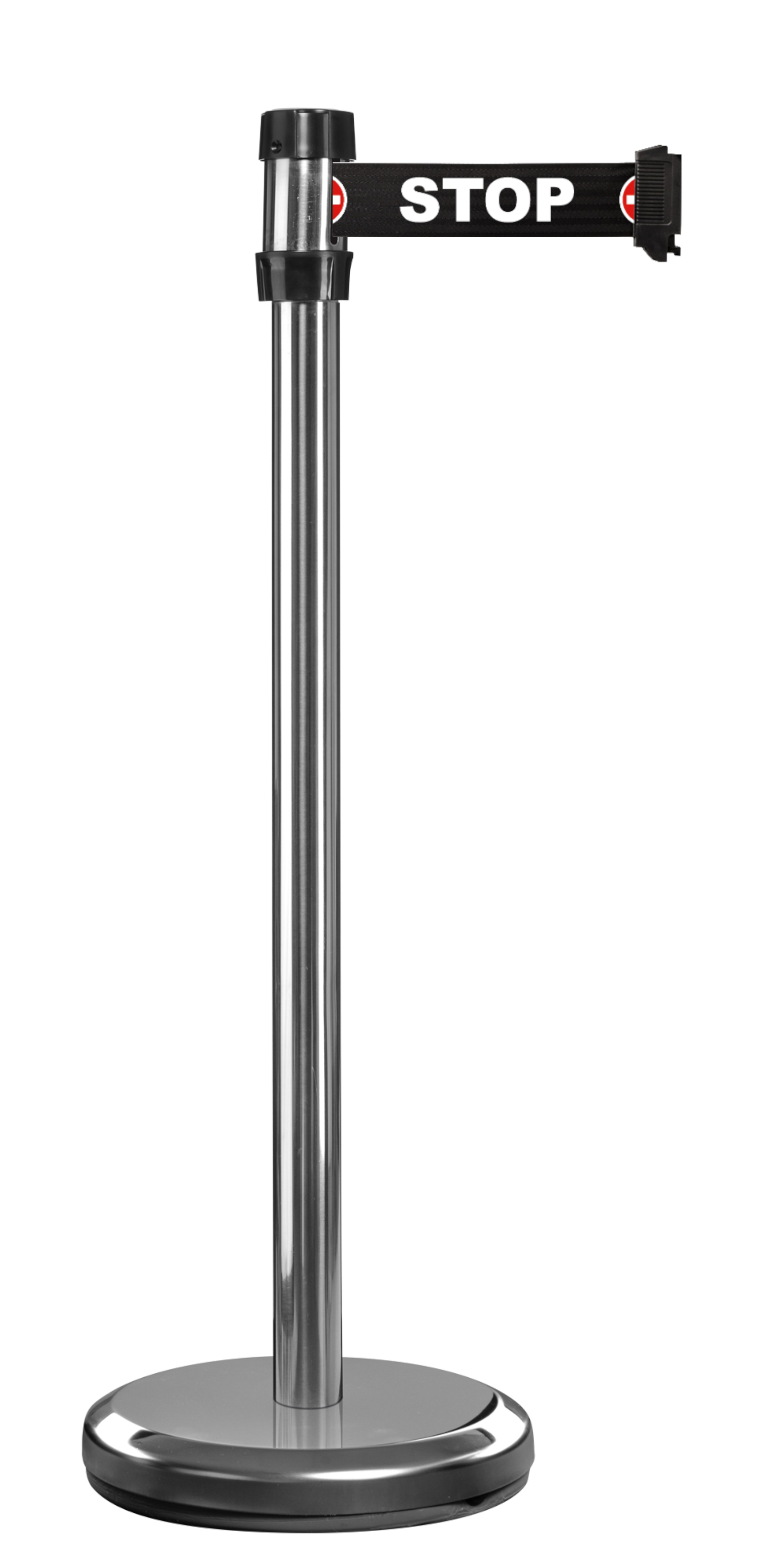 Viso Grey Strap Post, Black Tape, Steel, Polyester, Polyester, Barrier Post, 2 m