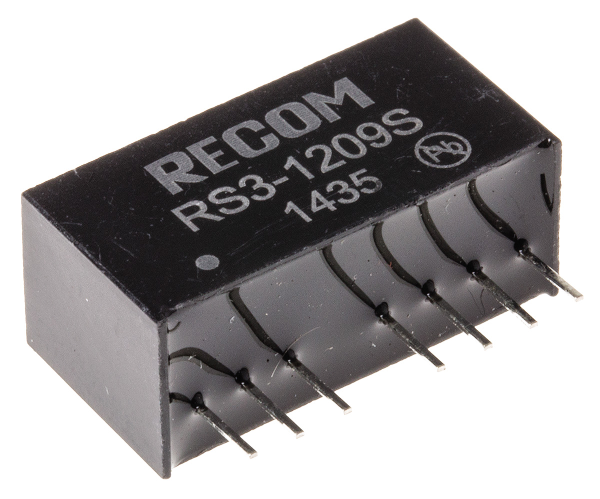 Recom RS3 DC/DC Converter, 9V/ 333 mA, 18V Input, 9V Input 3 W, Through Hole, 85 °C Max Temp -40 °C Min Temp, 8-Pin SIP