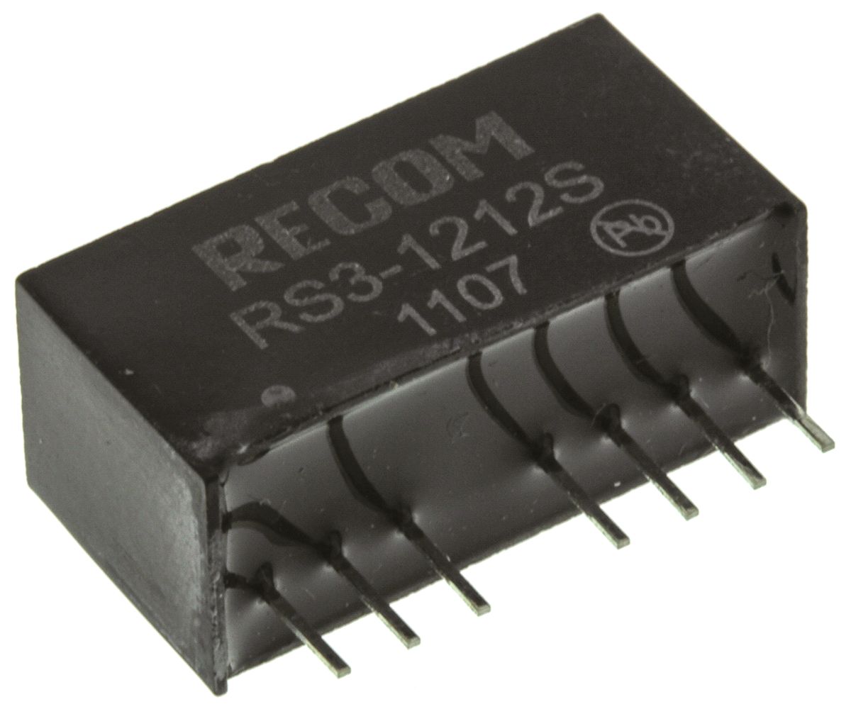 Recom RS3 DC/DC Converter, 12V dc/ 250 mA, 12V dc Input, 9V Input 3 W, Through Hole, 71 °C Max Temp -40 °C Min Temp,