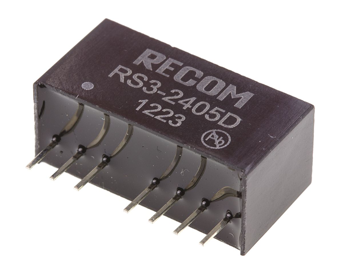 Recom RS3 DC/DC Converter, 5V dc/ 125 mA, 36V dc Input, 3V Input 2 W, Through Hole, 71 °C Max Temp -40 °C Min Temp,
