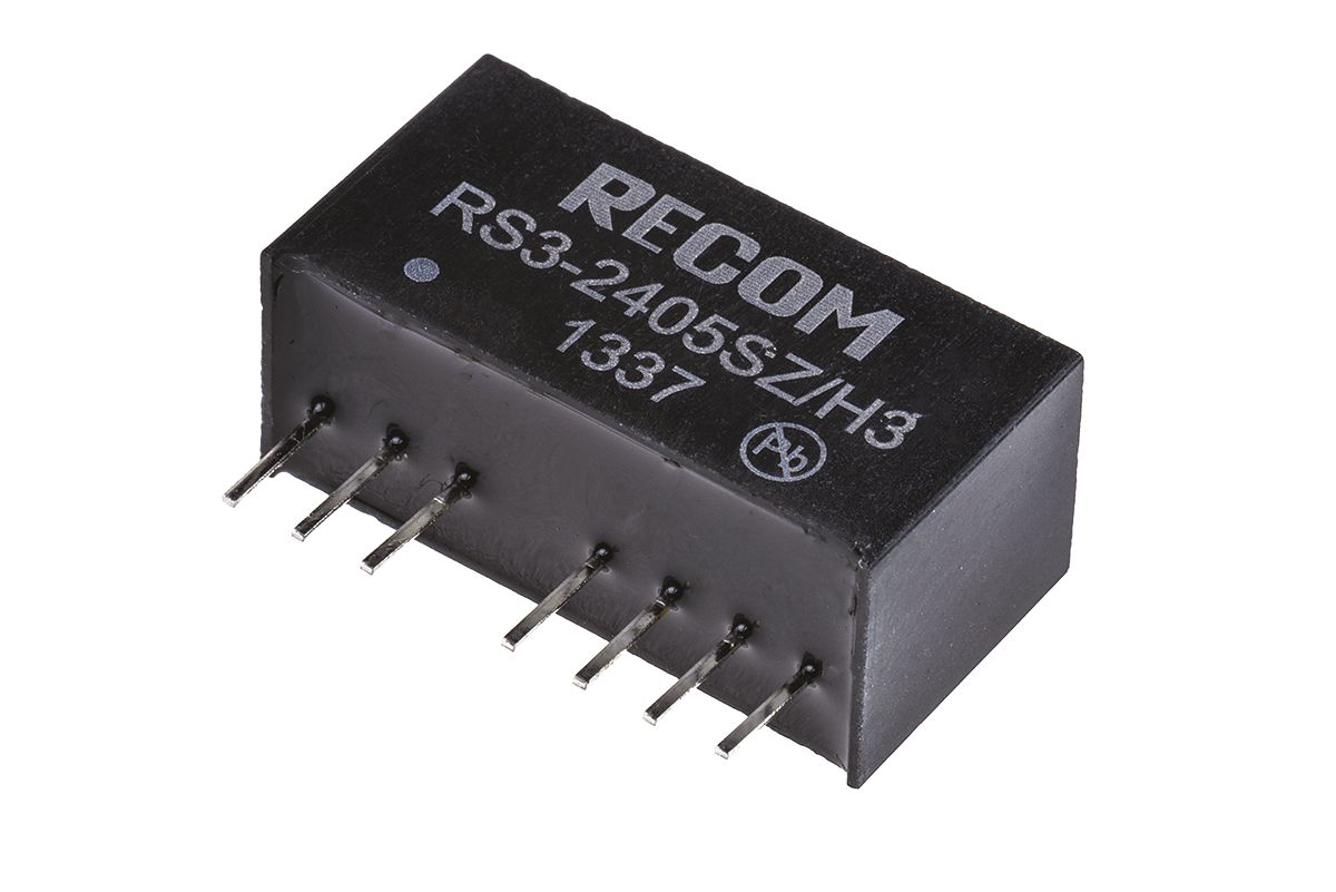 Recom RS3 DC/DC Converter, 5V dc/ 600 mA, 27V dc Input, 9V Input 3 W, Through Hole, 71 °C Max Temp -40 °C Min Temp,