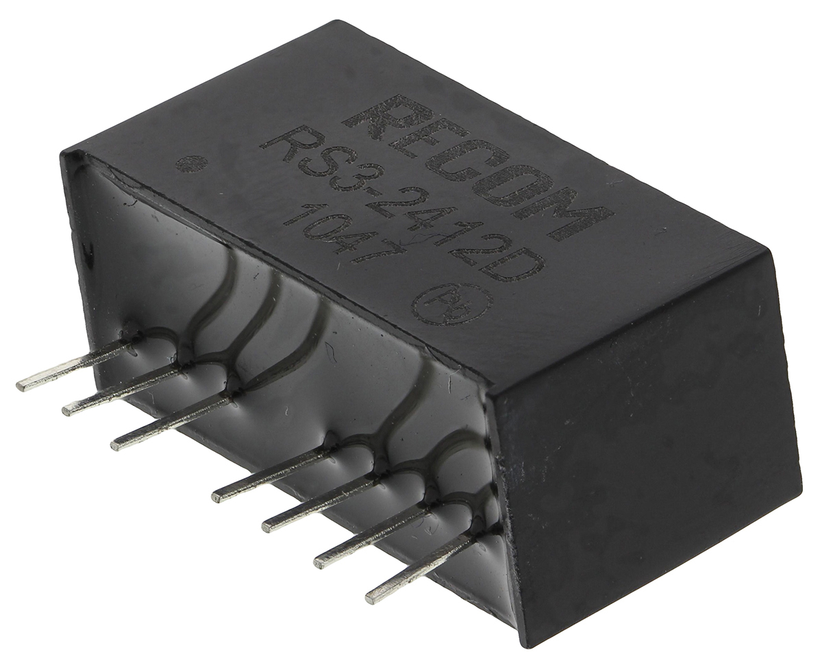 Recom RS3 DC/DC Converter, 12V, -12 V/, 36V dc Input, 18V Input 3 W, Through Hole, 85 °C Max Temp -40 °C Min Temp, 8-Pin