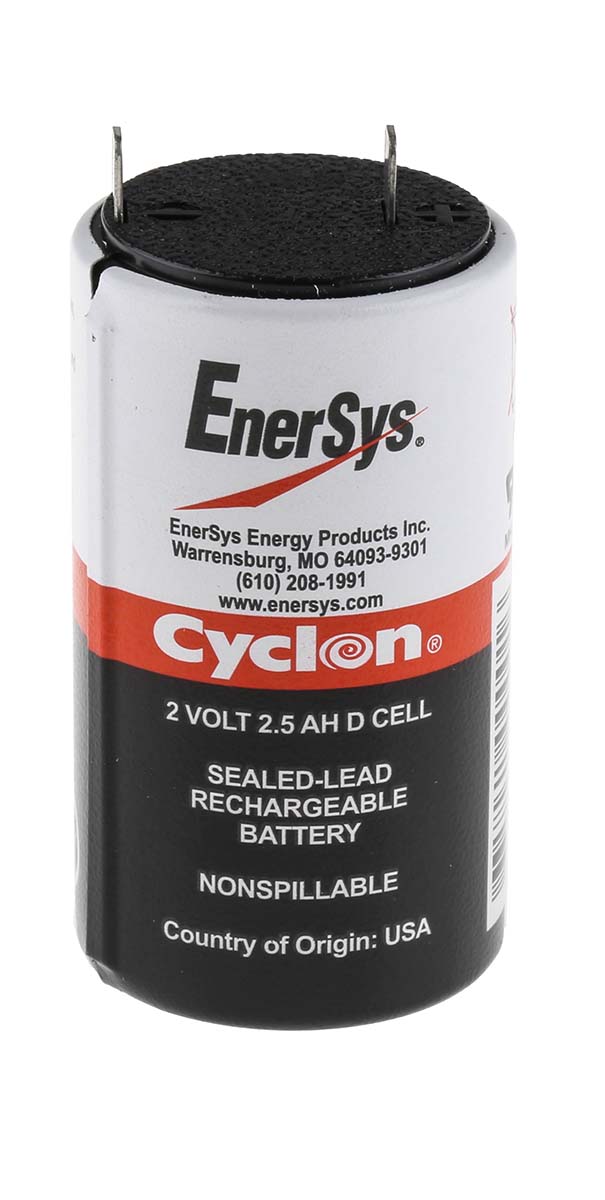 Enersys 2 V, Tab Sealed Lead Acid Battery, 2.5 Ah x 68.1 mm