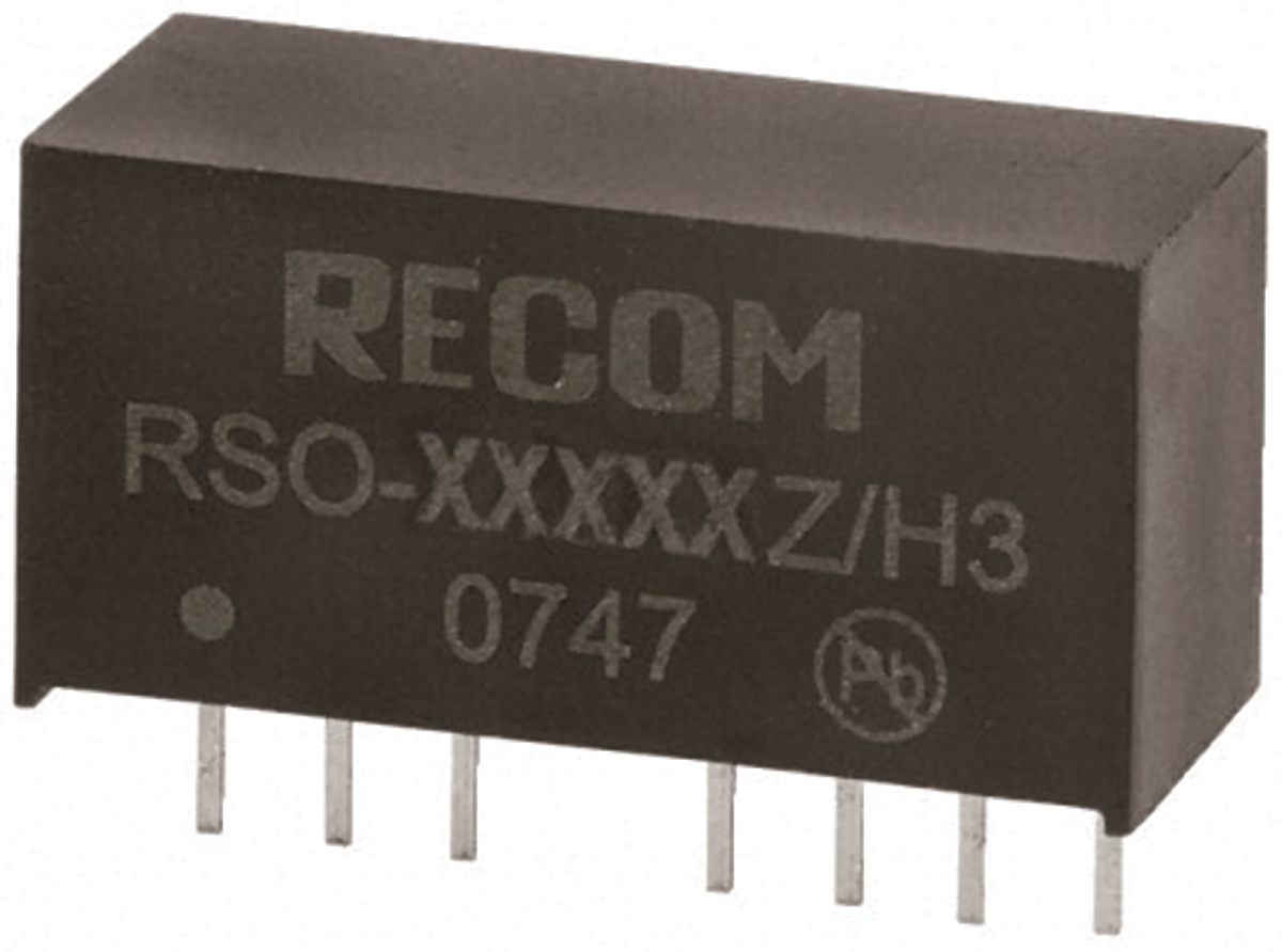 Recom DC/DC Converter, 12V, -12 V/ 42 mA, 18V Input, 4.5V Input 1 W, Through Hole, 85 °C Max Temp -40 °C Min Temp, 8-Pin