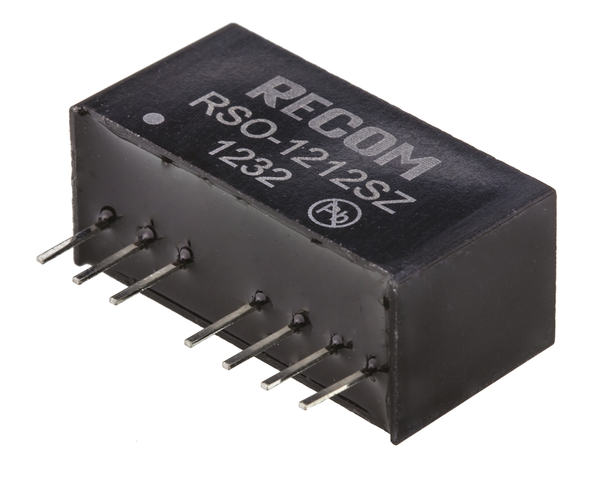 Recom RSO DC/DC Converter, 12V dc/ 83 mA, 18V dc Input, 4.5V Input 1 W, Through Hole, 75 °C Max Temp -40 °C Min Temp