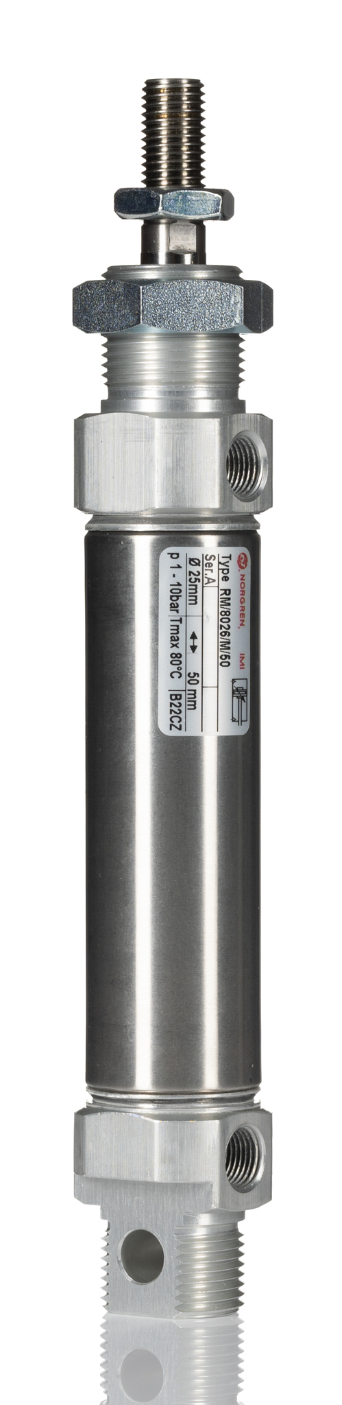 Norgren Pneumatic Piston Rod Cylinder - 25 mm Bore, 80 mm RT57200M Series, Double Acting Acting