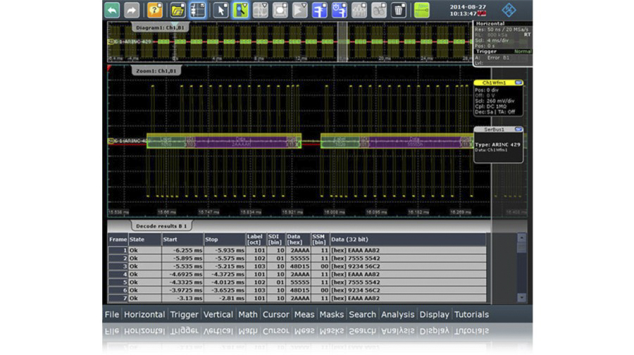 rtm-k7 Rohde & Schwarz ARINC 429 Serial Triggering and Decoding Oscilloscope Software for Use with RTC3000 Oscilloscope