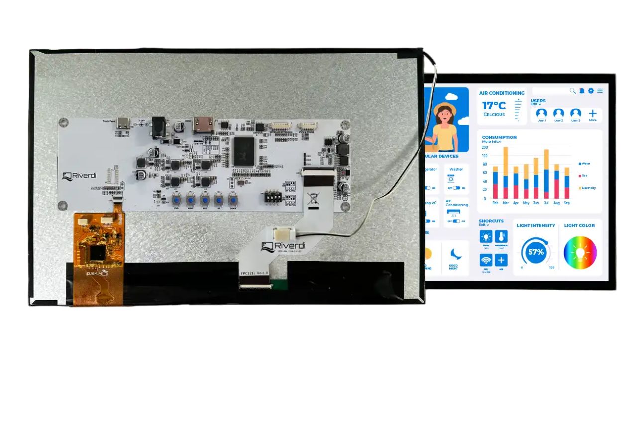 Riverdi RVT121HVHNWCA0-BV1.0A LCD Colour Display Touch Screen, 12.1 in, 1280 x 800 pixel