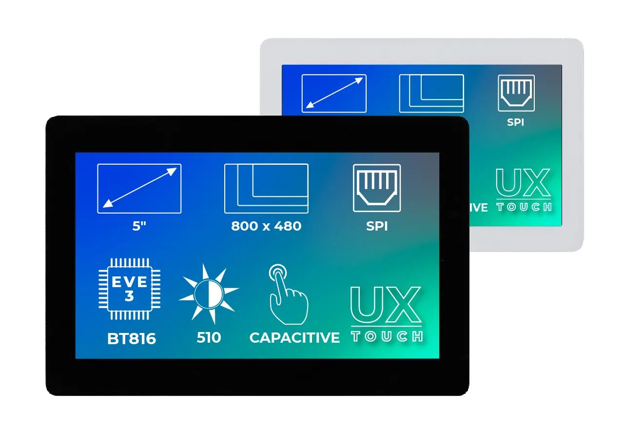Riverdi RVT50UQBNWC01 TFT LCD Display Touch Screen, 5 in, 800 x 480 pixel