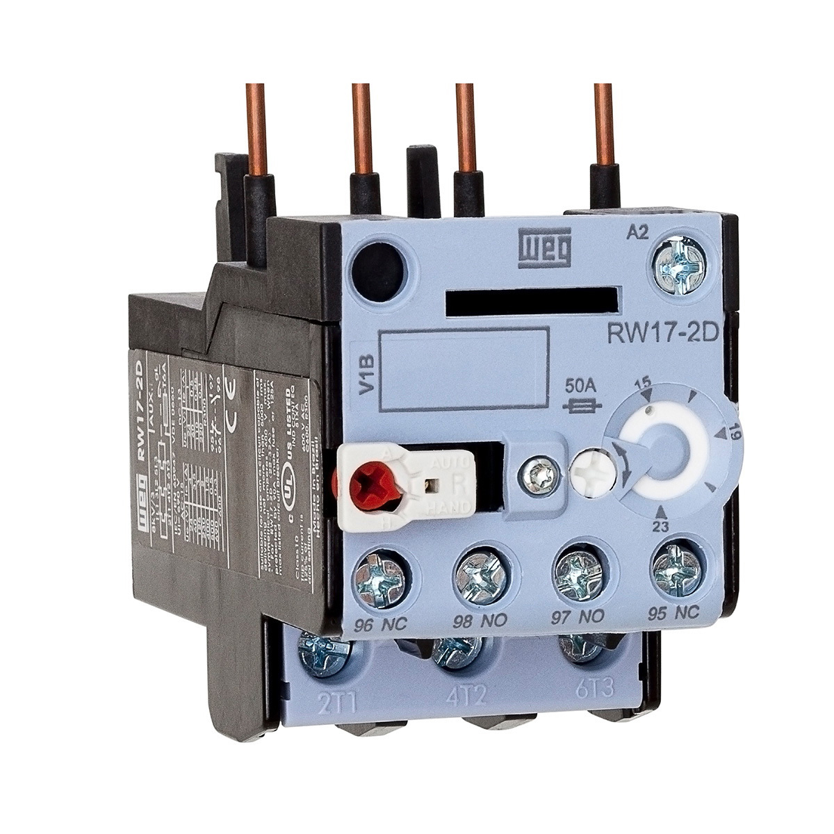 WEG, RW17 Thermal Overload Relay 1 NO/1 NC, 10A F.L.C, 10A, 7 A Contact Rating, 1.4 W 3