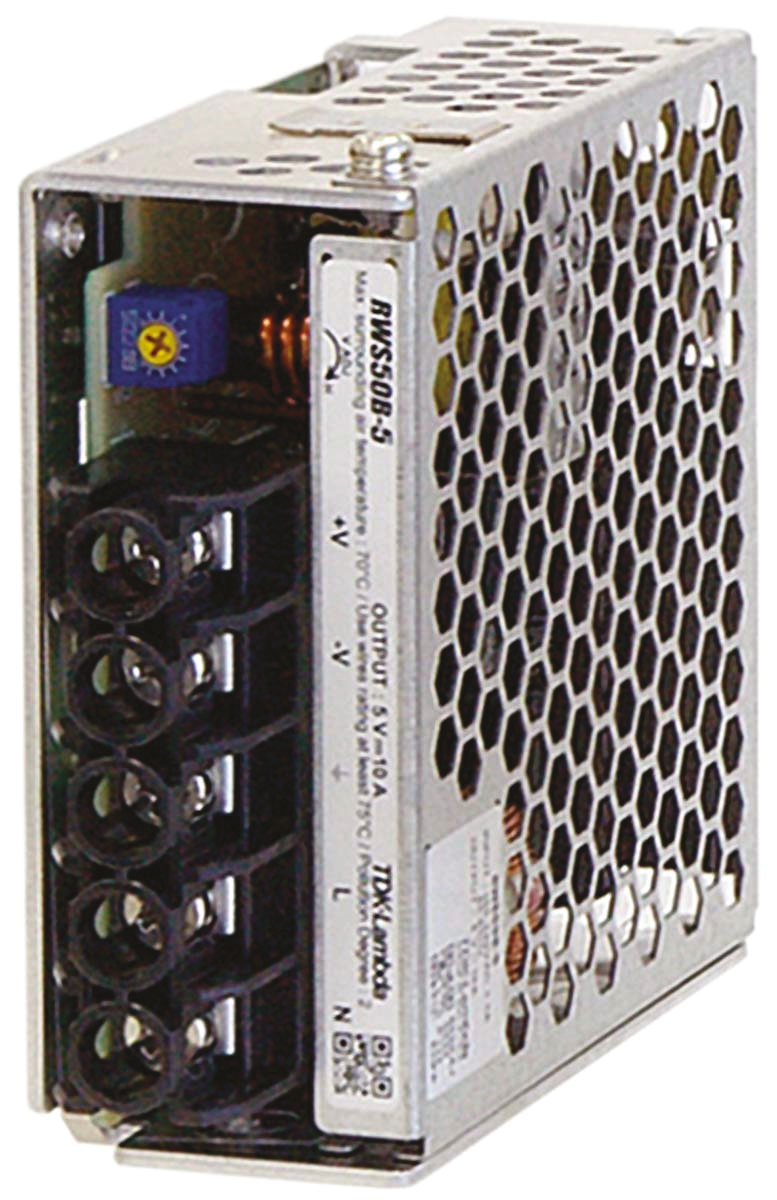 TDK-Lambda Switching Power Supply, RWS-50B-12 12V dc, 4.3A, 51.6 W, Input 85V ac to  370 V dc, 265V ac