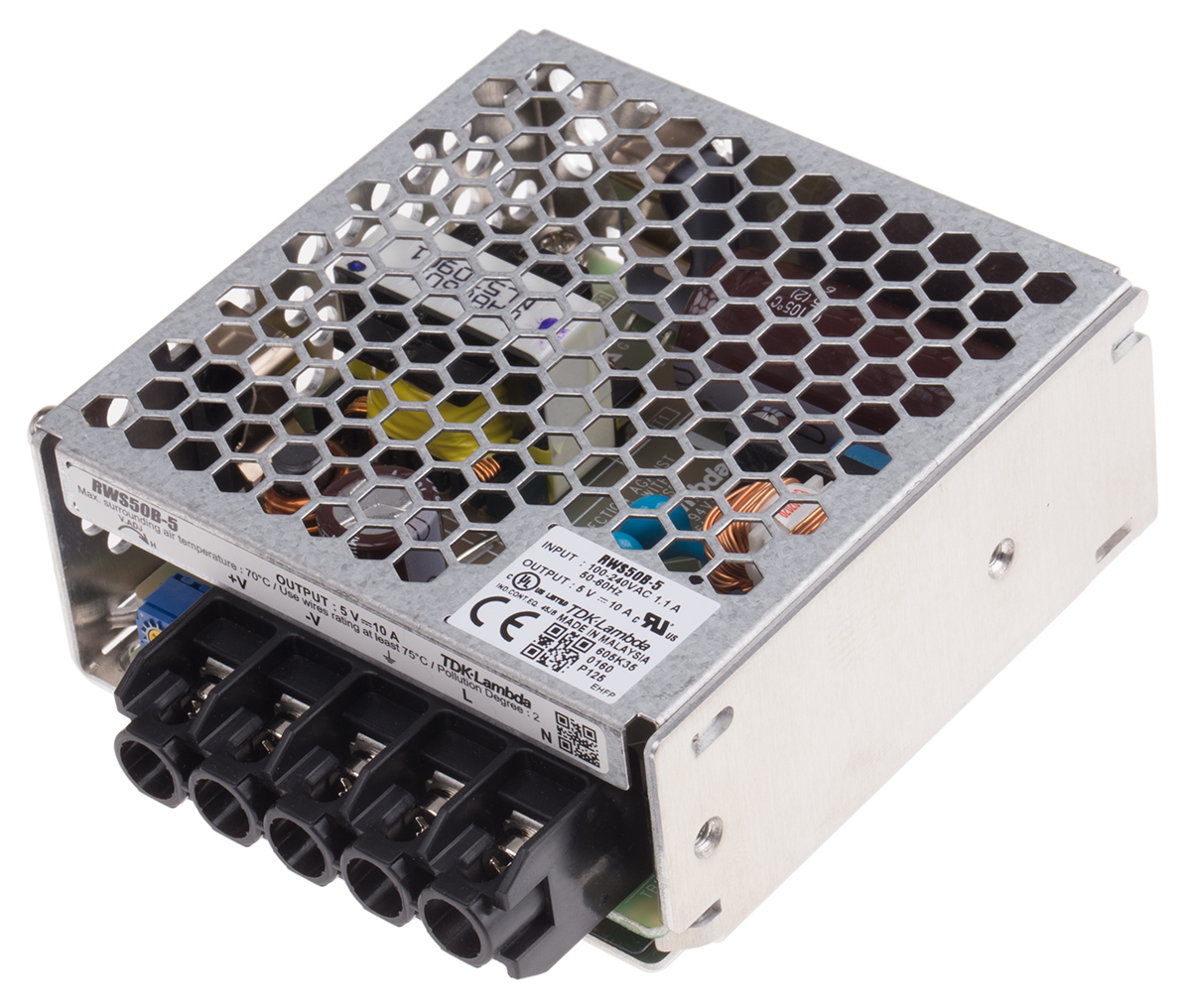 TDK-Lambda Switching Power Supply, RWS-50B-5 5V dc, 10A, 50 W, Input 85V ac to  370 V dc, 265V ac