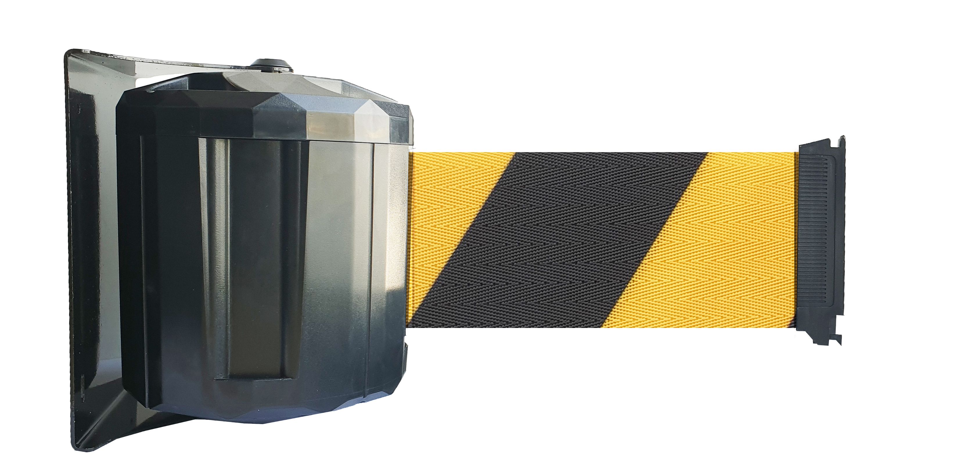 Viso Black Safety Barrier, Yellow, Black Tape, Polypropylene (Strap), Steel (Frame), Polypropylene, 15 m