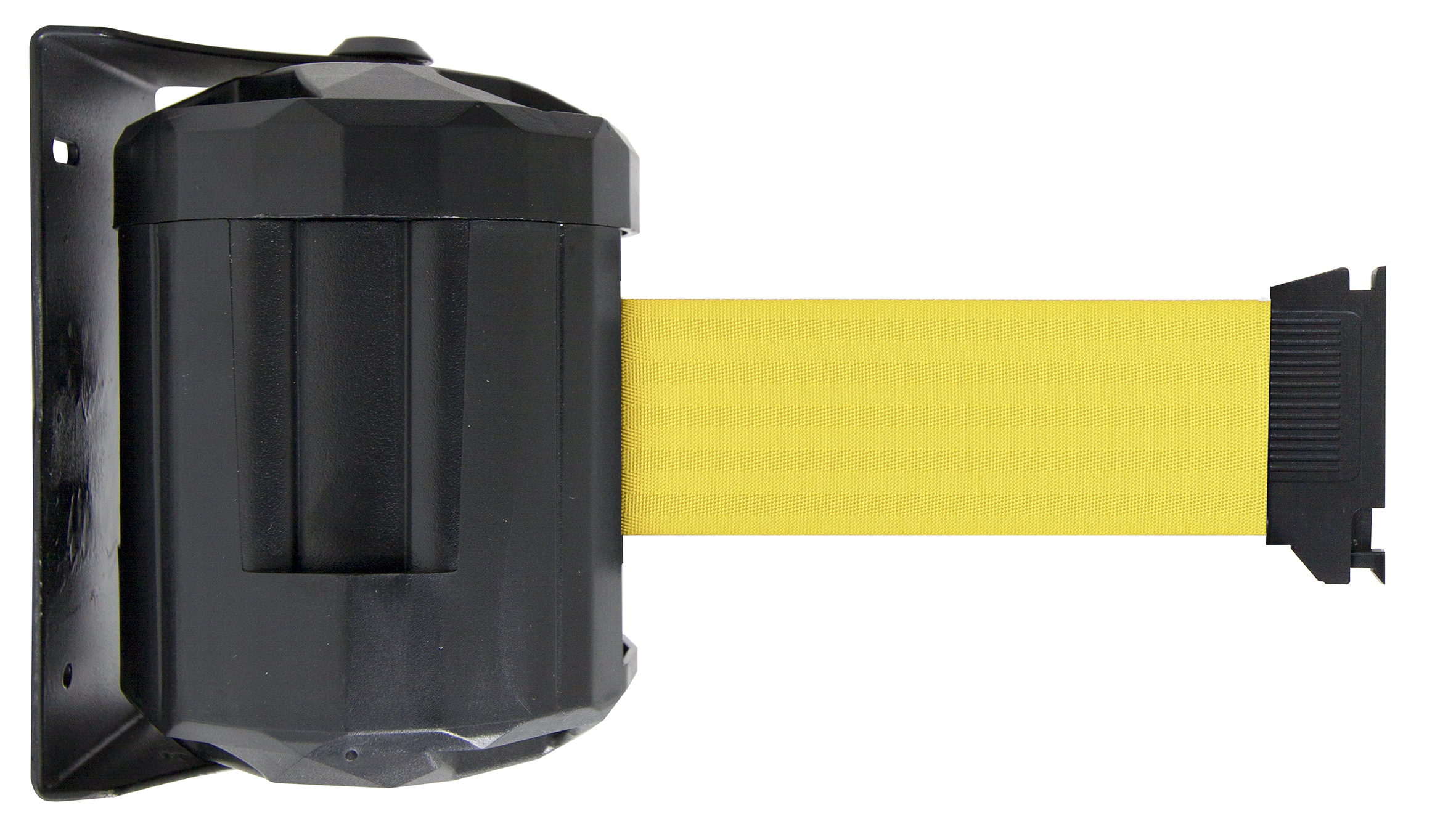 Viso Yellow, Black Wall Strap Reel, Yellow Tape, Steel, Polyester, Retractable Barrier, 4 m