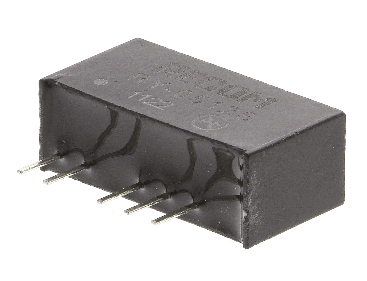 Recom RY DC/DC Converter, 12V dc/ 84 mA, 5V dc Input, 5V dc Input 1 W, Through Hole, 70 °C Max Temp -40 °C Min Temp,