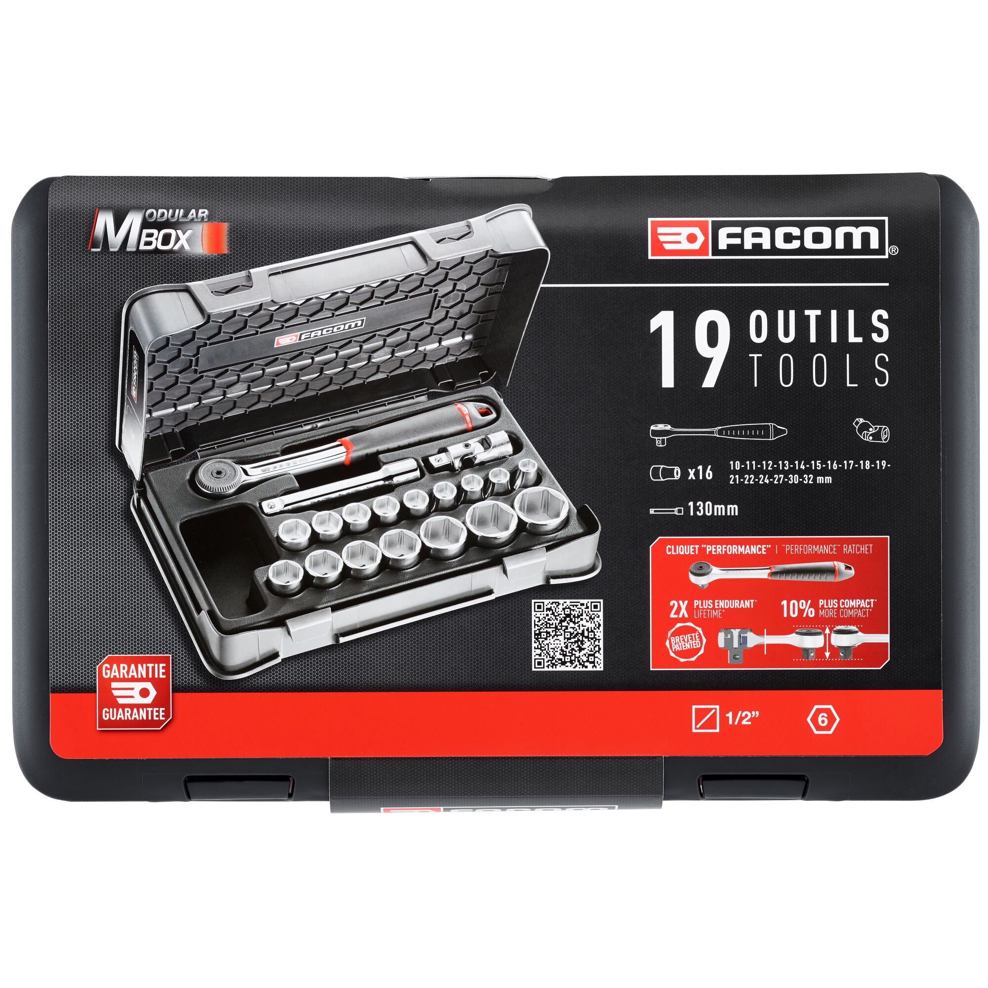 Facom 19-Piece 1/2 in 6 Point Socket Set