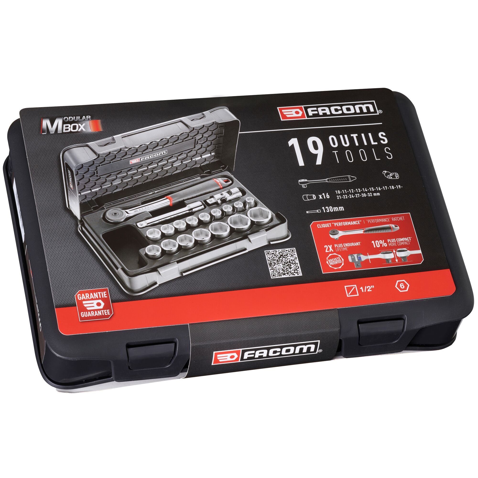 s161-2p6pb Facom 19-Piece 1/2 in 6 Point Socket Set
