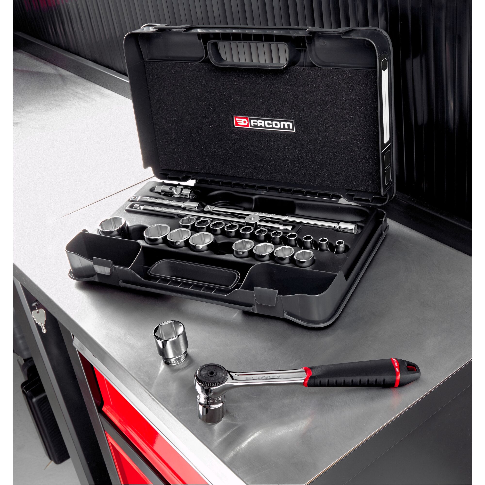 s161-4p6pb Facom 26-Piece 1/2 in 6 Point Socket Set
