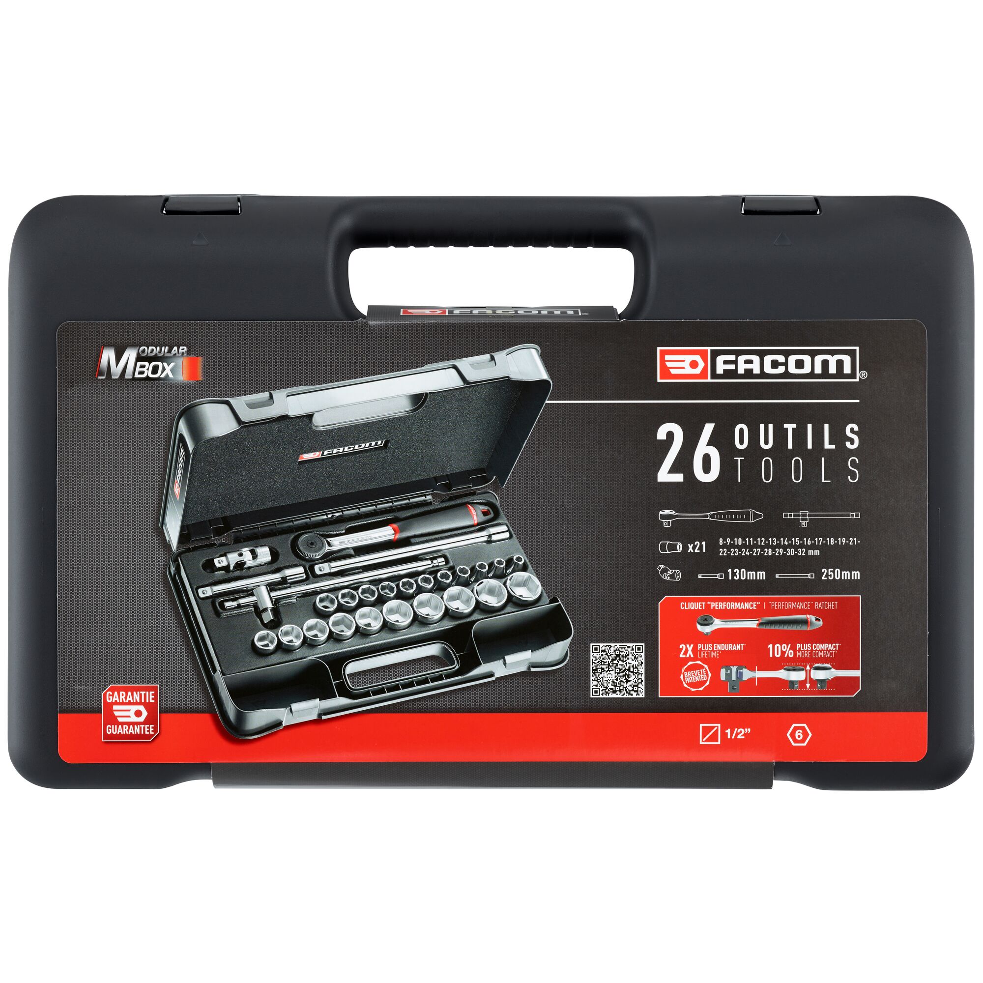 s161-4p6pb Facom 26-Piece 1/2 in 6 Point Socket Set