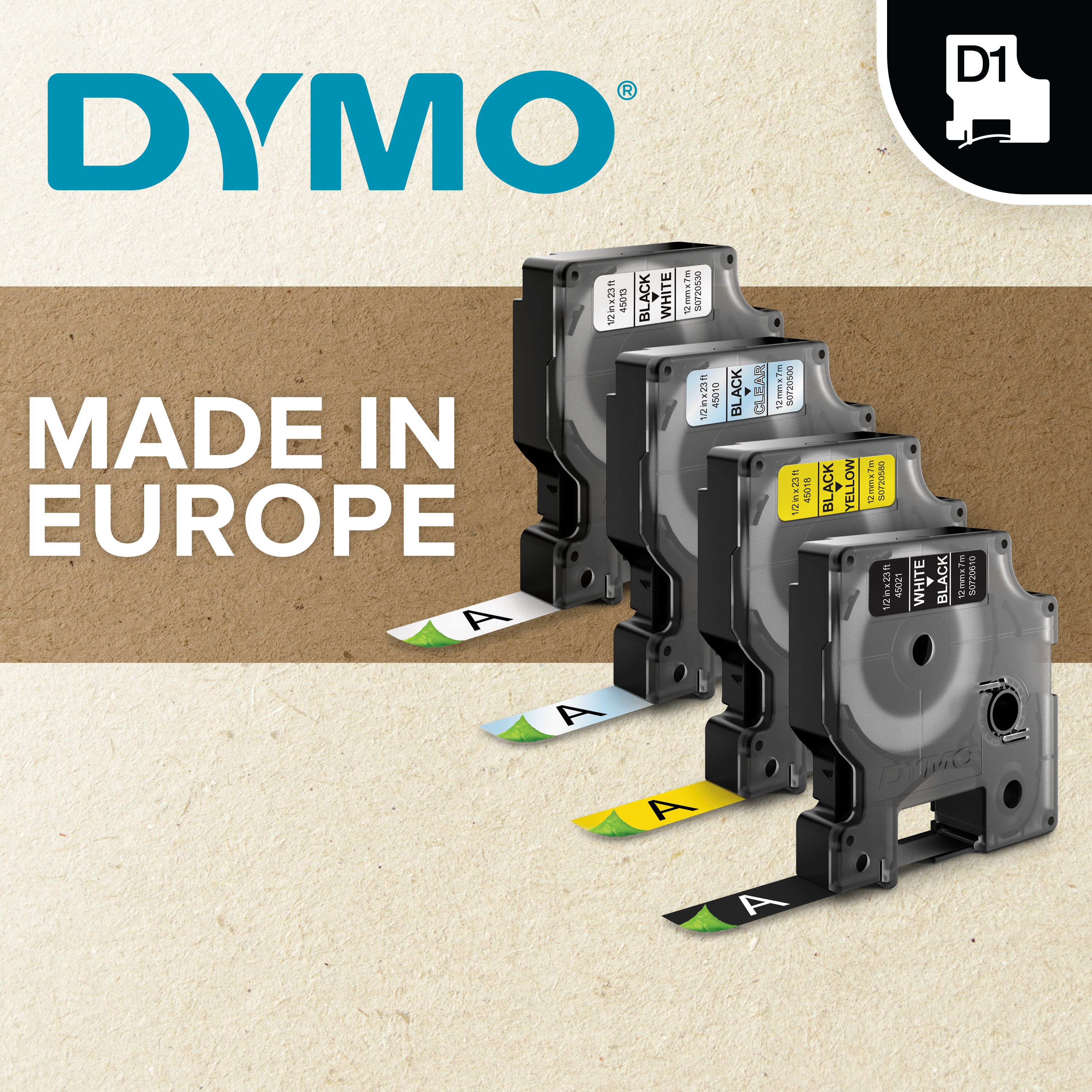s0718050 Dymo Black on White Label Printer Tape, 3.5 m Length, 19 mm Width, 7 m Label Length