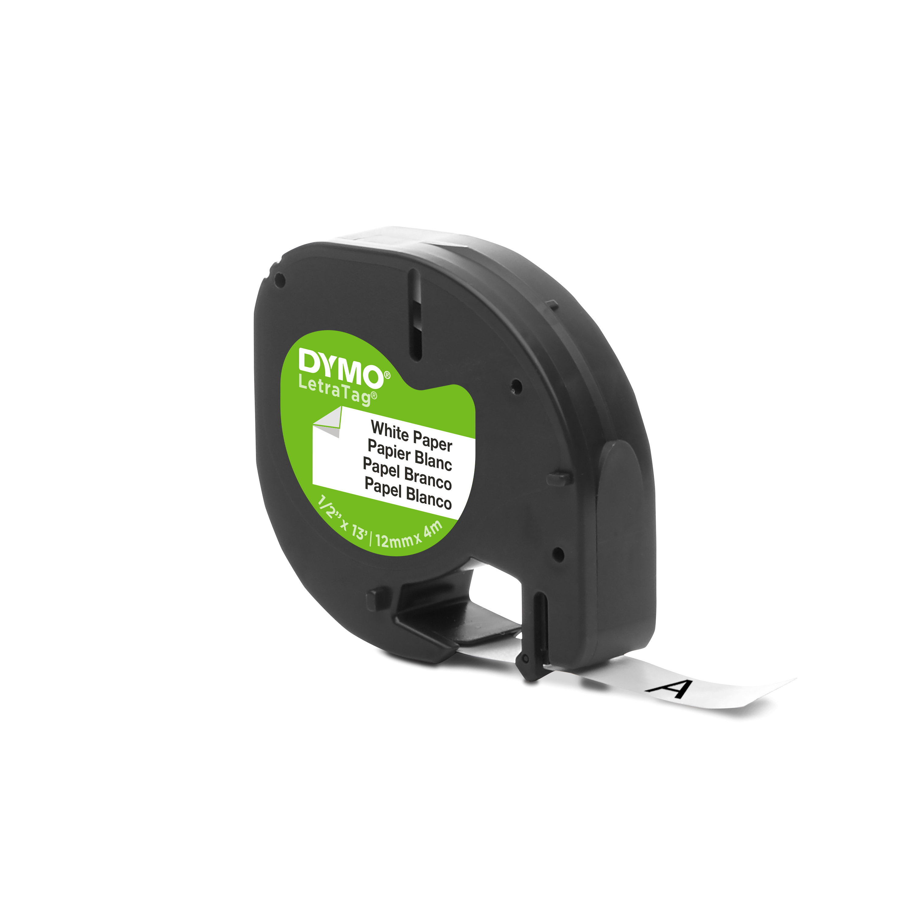 s0721510 Dymo Black on White Label Printer Tape, 4 m Length, 12 mm Width
