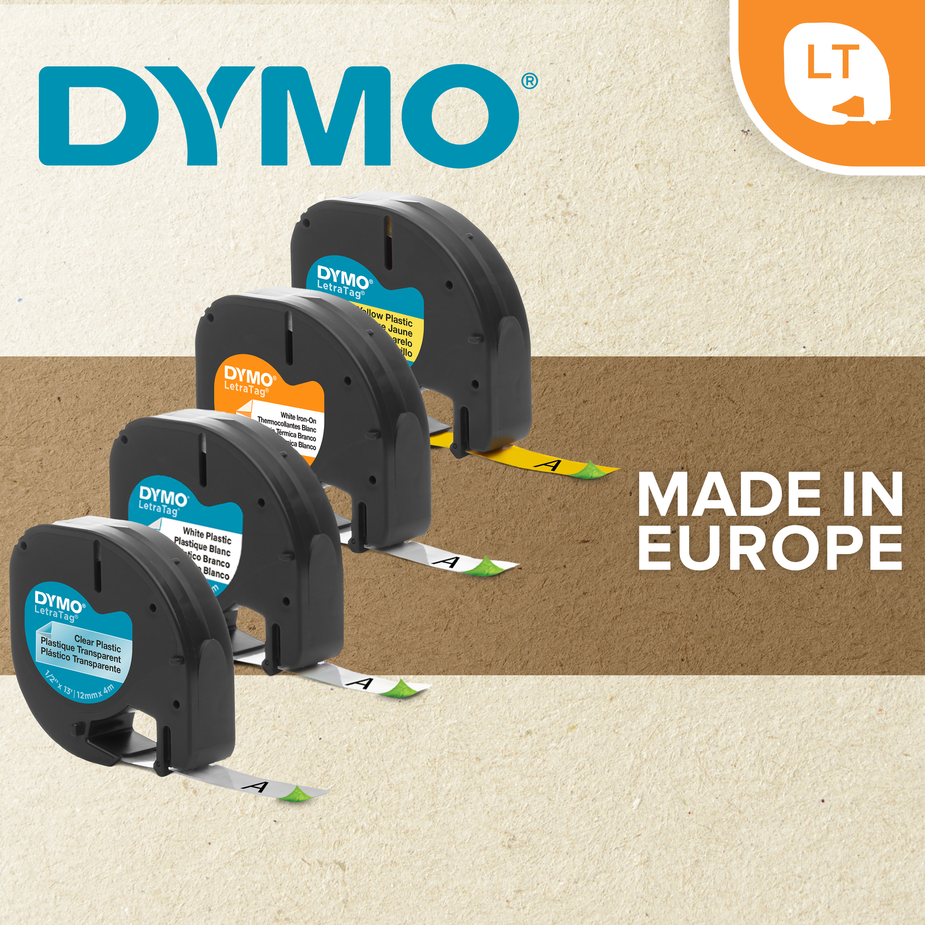 s0721510 Dymo Black on White Label Printer Tape, 4 m Length, 12 mm Width