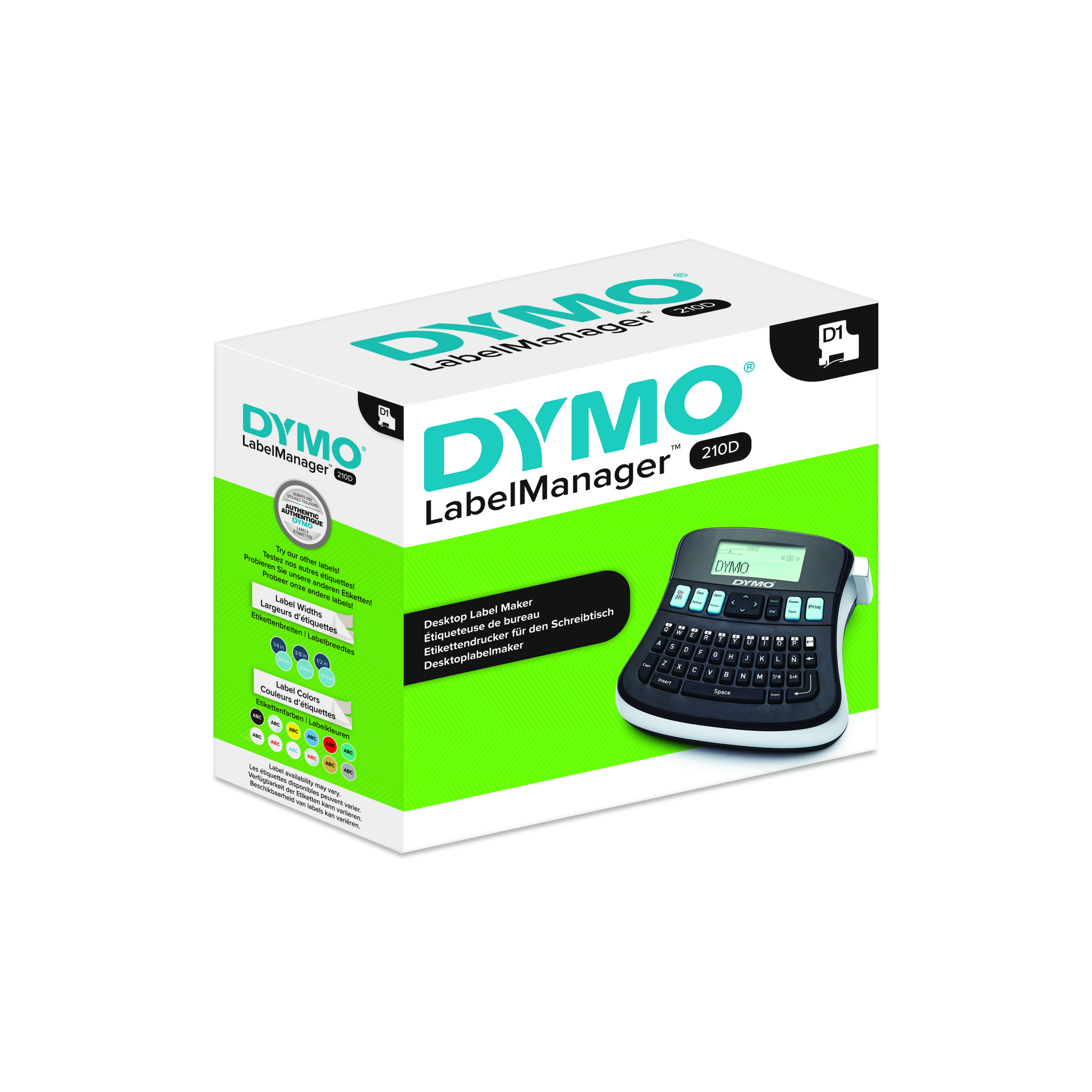 s0784440 Dymo LabelManager 210D Handheld Label Printer, 12 mm Max Label Width