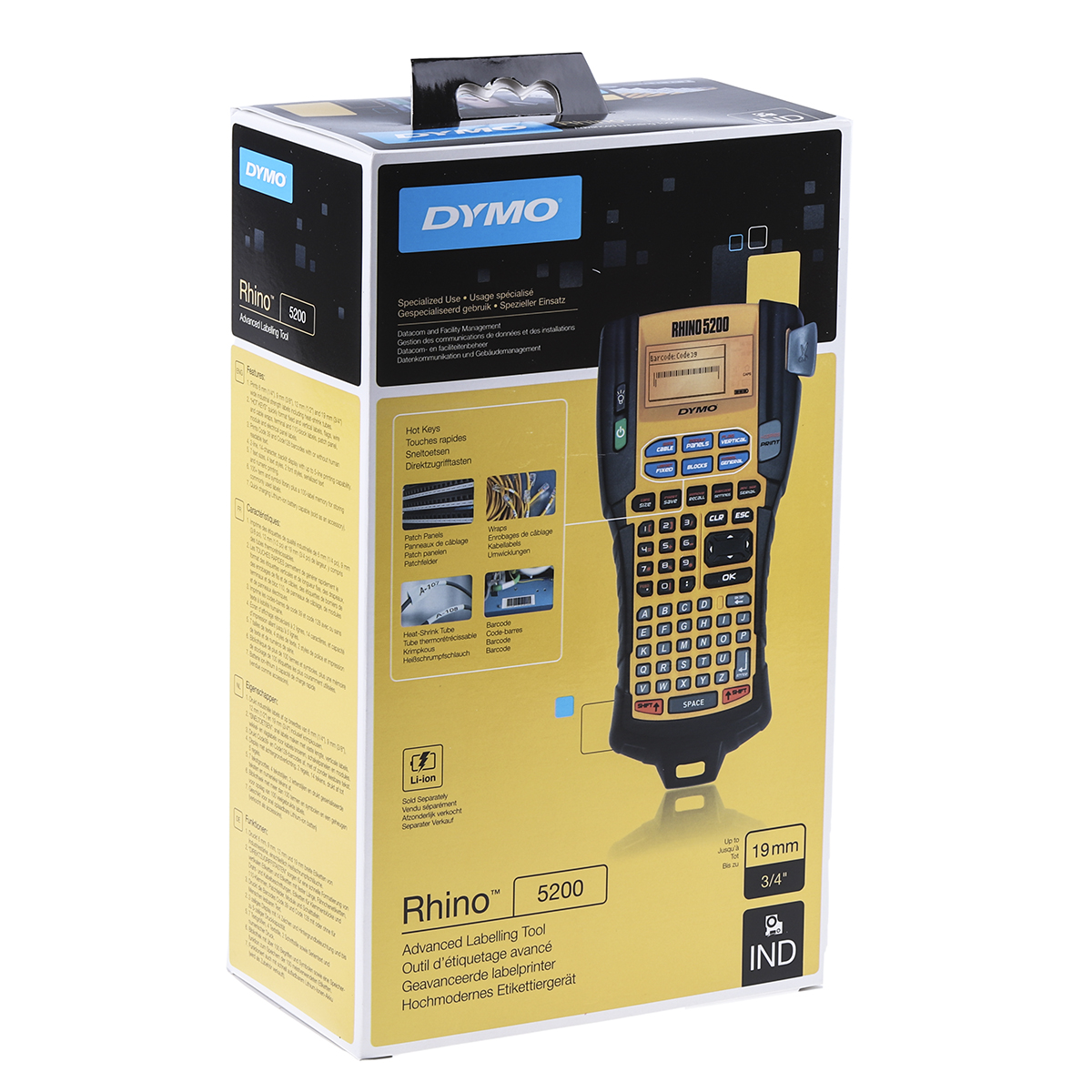 s0841480 Dymo Rhino 5200 Handheld Label Printer, 19 mm Max Label Width