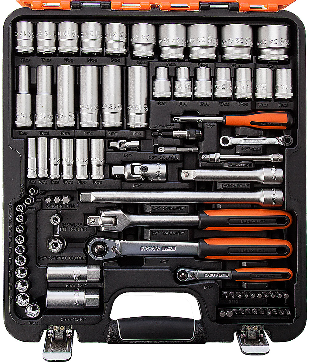 s103 Bahco 103-Piece 1/2 in, 1/4 in Hexagon, Plug Socket Socket Set