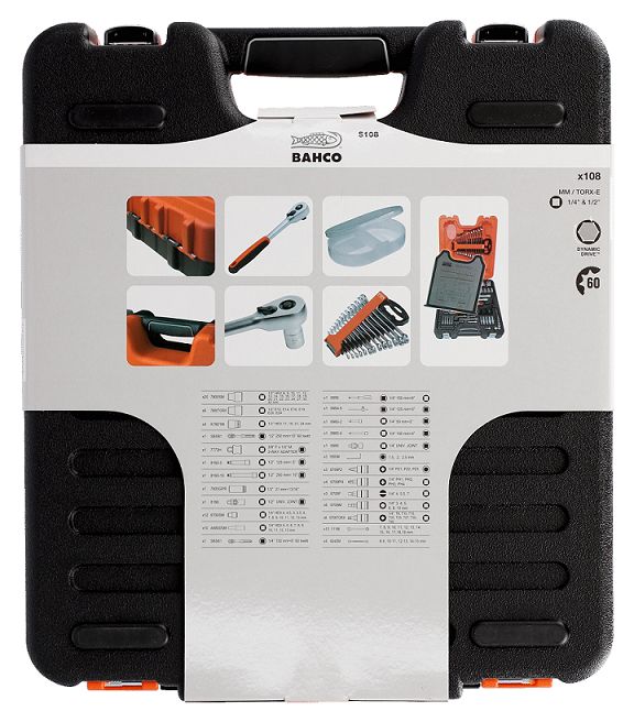 s108 Bahco 108-Piece 1/2 in, 1/4 in Standard Socket Set
