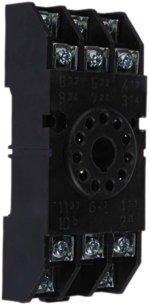 Tempatron 11 Way 250V ac DIN Rail Relay Socket, for use with 11 Pin Timer, 11 Pin Relay, Octal Timer, Octal Relay