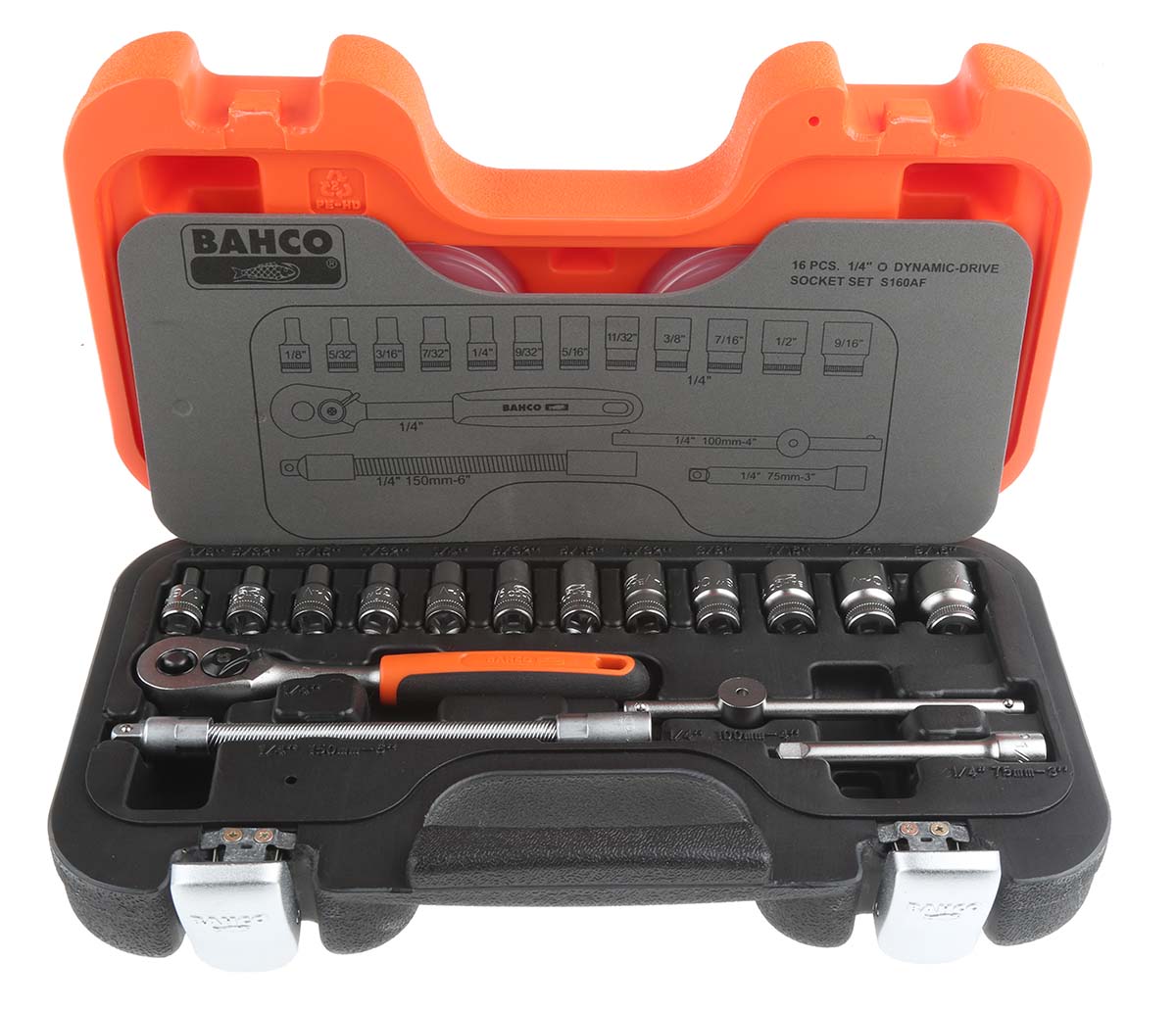 s160af Bahco 16-Piece 1/4 in Standard Socket Set