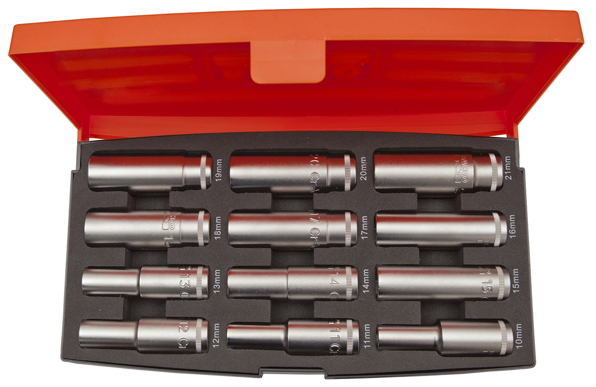 Bahco 12-Piece 1/2 in 6 Point Deep Socket Set
