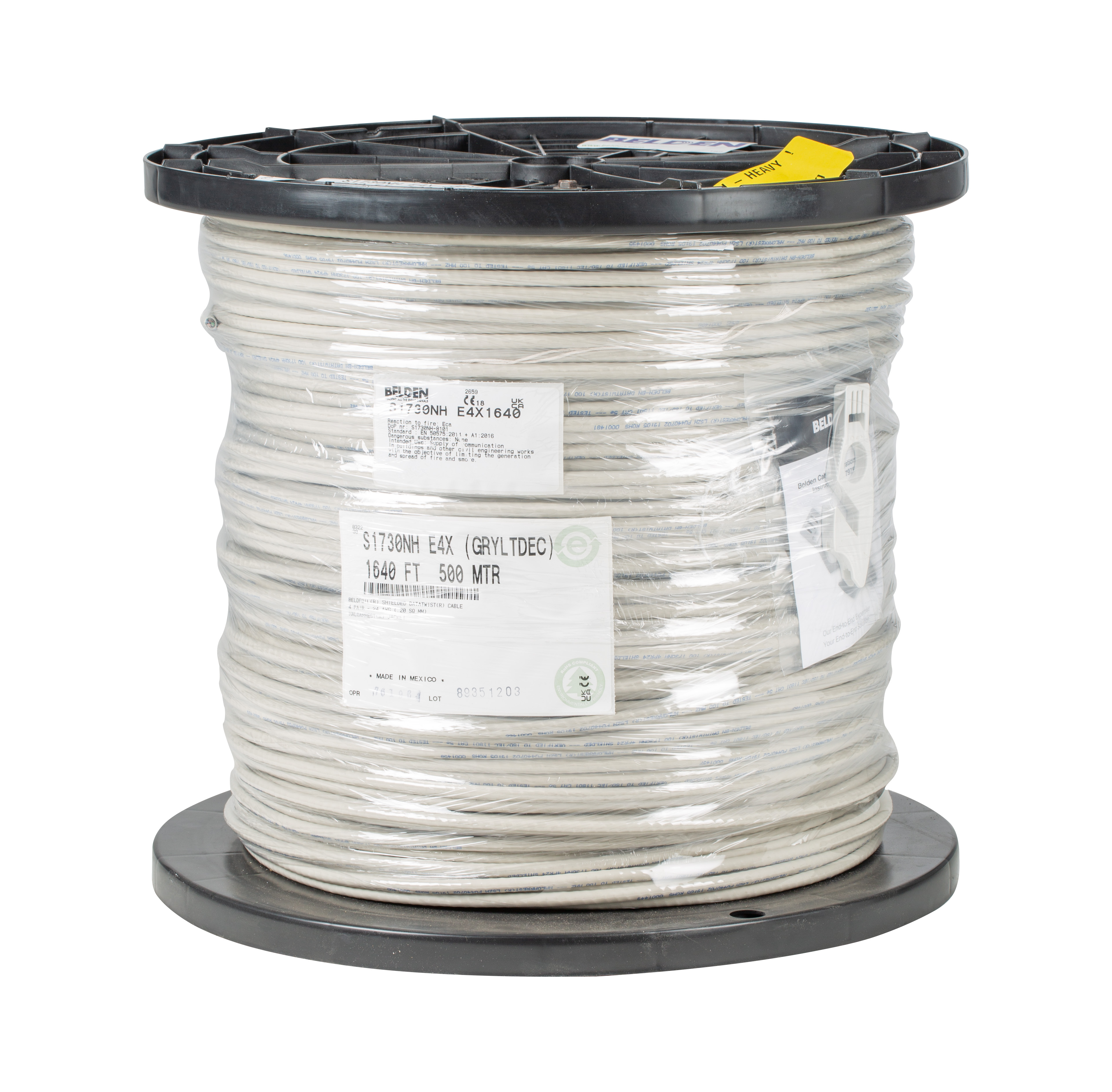 Belden S1730NH, 500 m Cat5e Ethernet Cable, Grey Low Smoke Zero Halogen Sheath Screened, Shielded