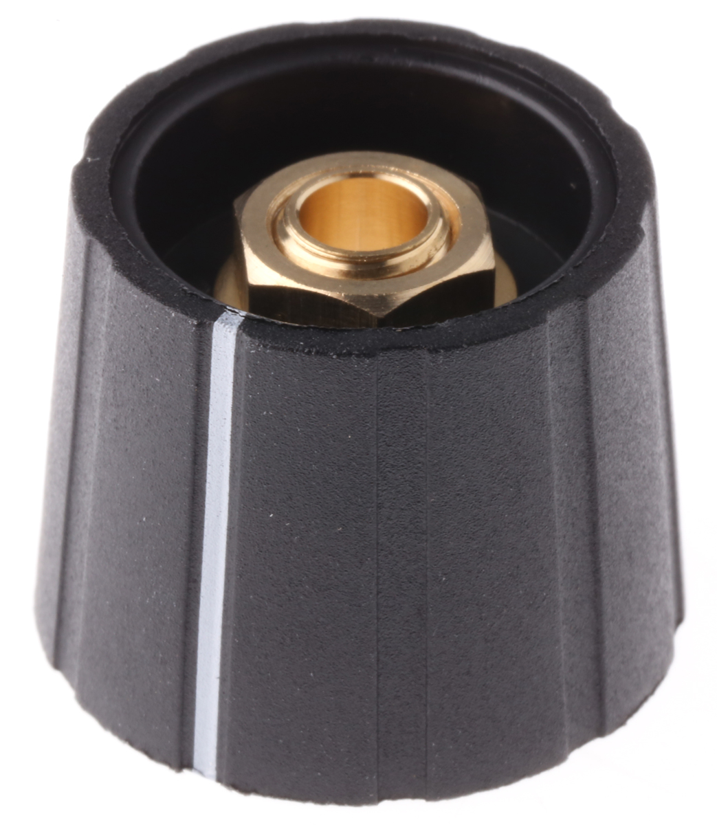 Sifam 21.5 mm Knob Diameter Black Potentiometer Knob for 6.35 mm Shaft Circular, S211 250BK