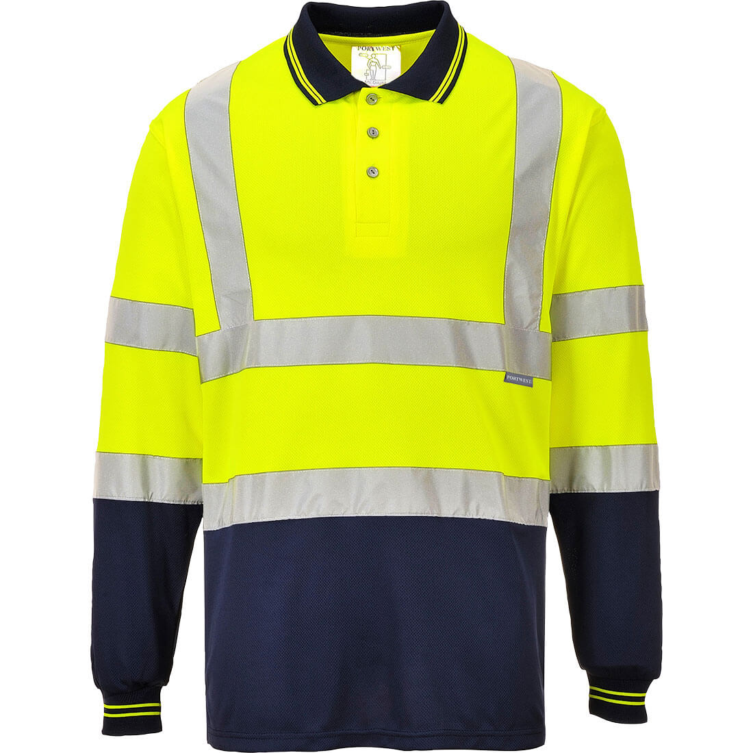 Portwest S279 Navy, Yellow Unisex Hi Vis Polo Shirt S