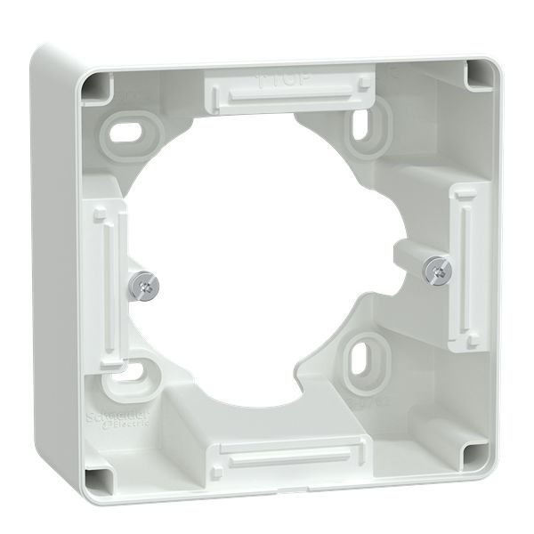 Schneider Electric Ovalis White Mast Thermoplastic Back Box Mounting Frame, IP21D, Surface Mount, 1 Gangs 89 mm 89mm 44