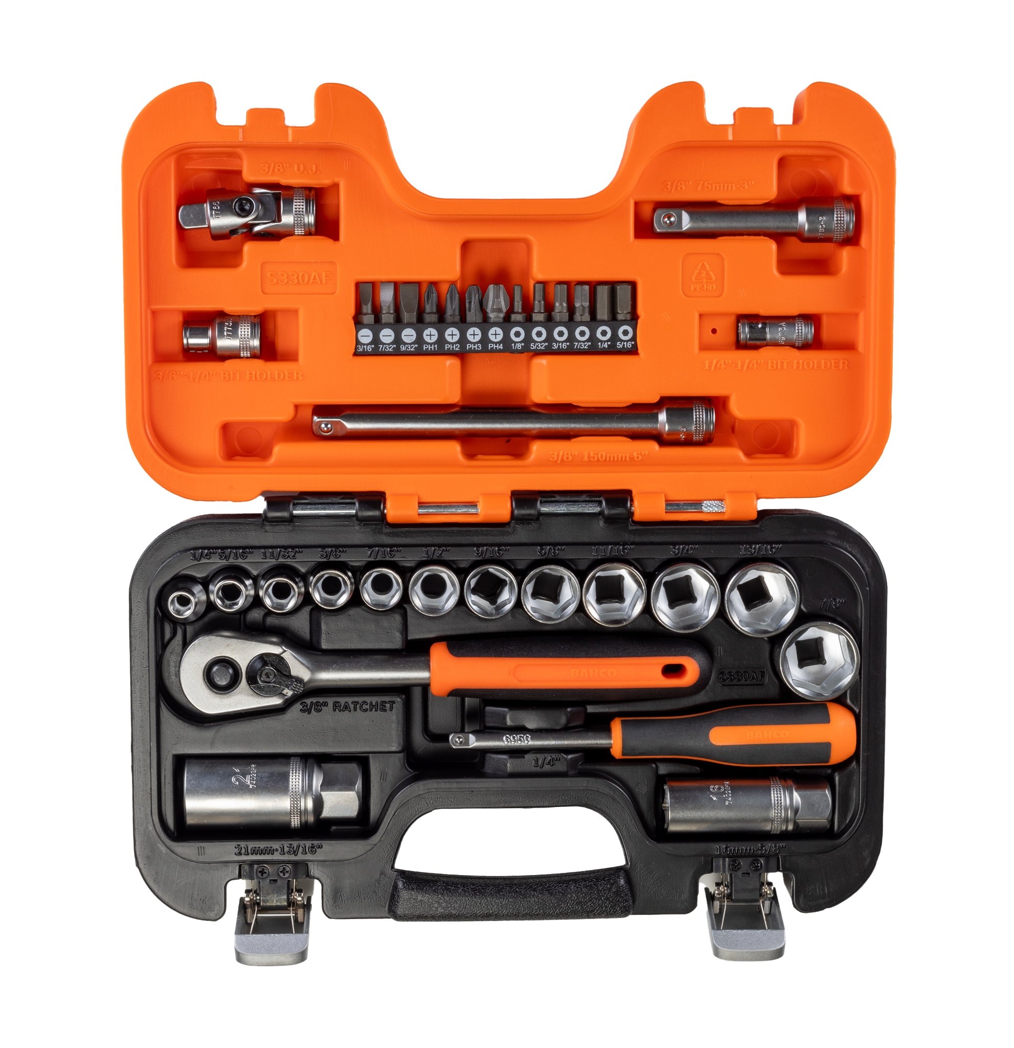 s330af Bahco 34-Piece 1/4 in Standard Socket Set