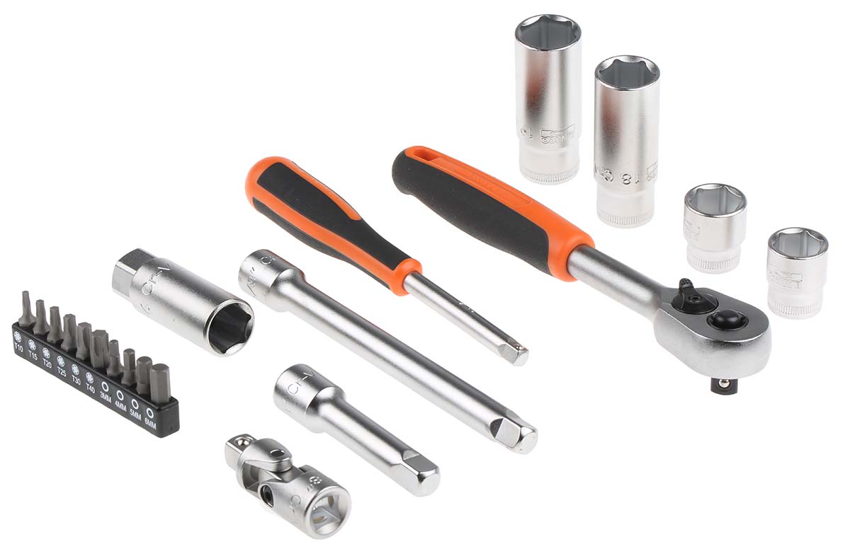 Bahco 53-Piece 1/2 in Hexagon, Hexagon Socket Bit Socket Set