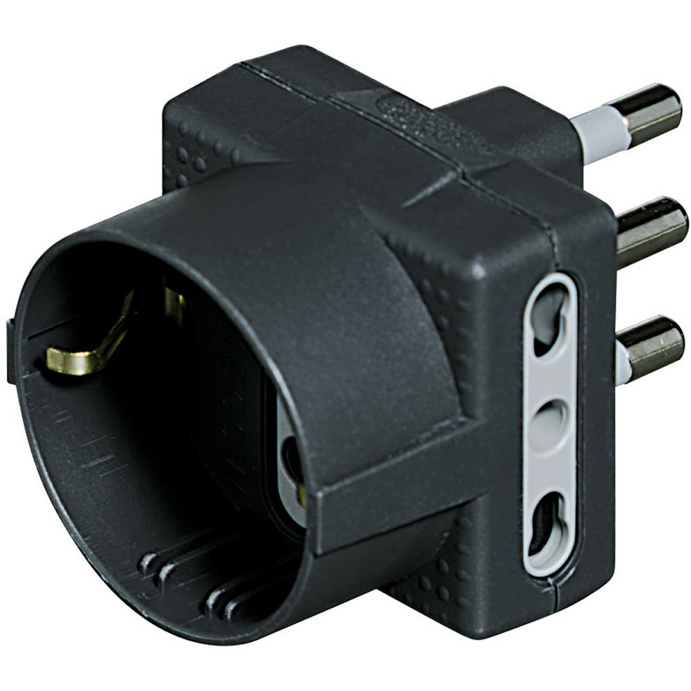 Bticino TRIS Black Plug Socket, 10A, 16 A, German