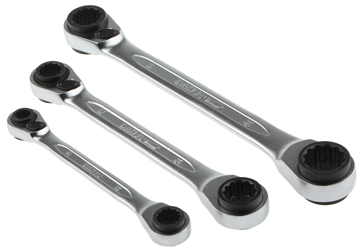 Bahco 3-Piece Spanner Set, 8 x 9 To 18 x 19 mm, Chrome Vanadium Steel