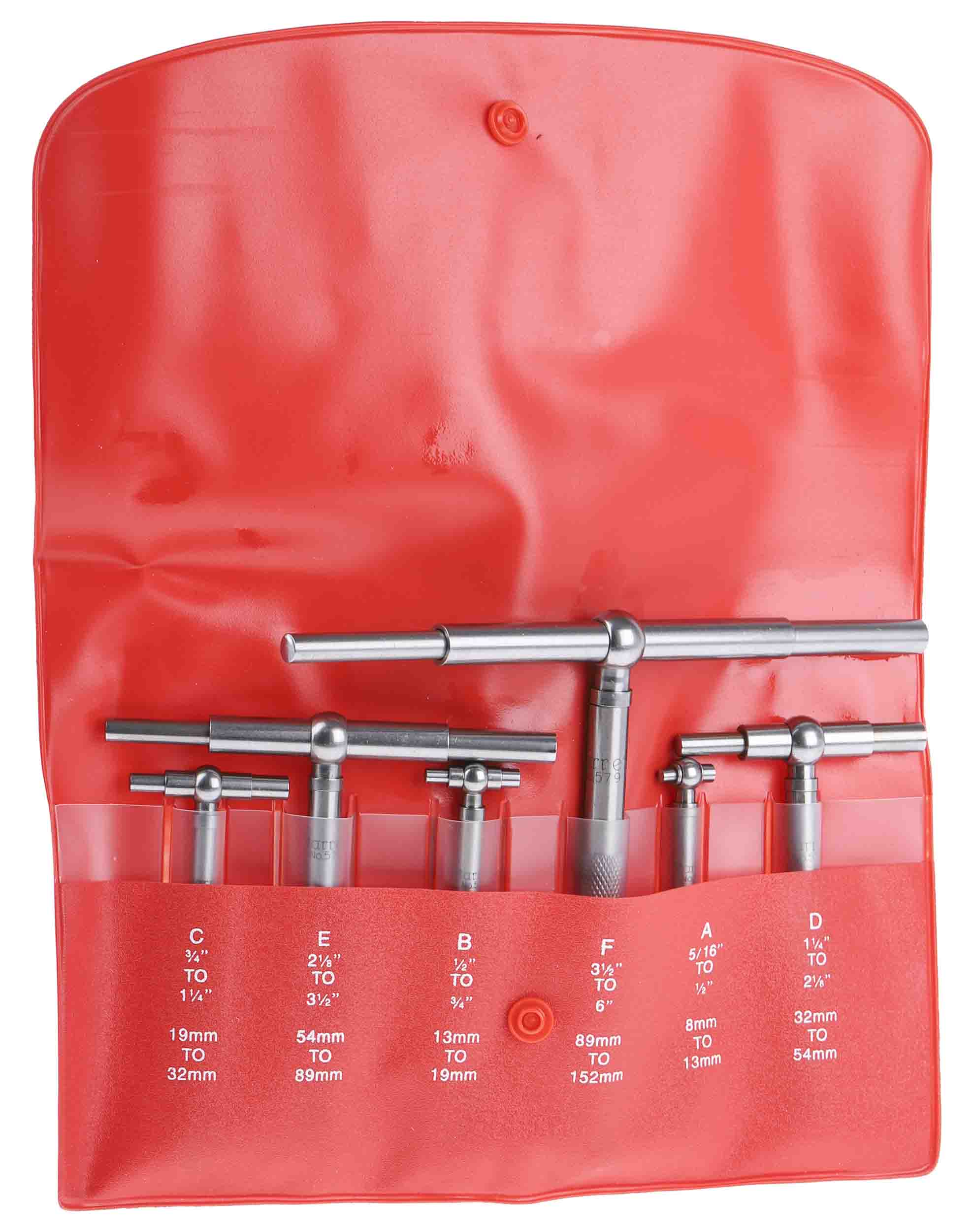 Starrett S579HZ Telescopic Bore Gauge Set, Steel, 6 piece