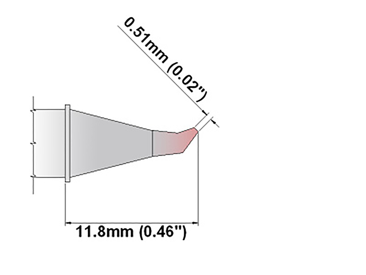 Thermaltronics 0.51 mm Bent Sharp 11.8 mm Soldering Iron Tip for use with SP200, MFR-PS2200, TMT-2000PS, MFR-PS1100
