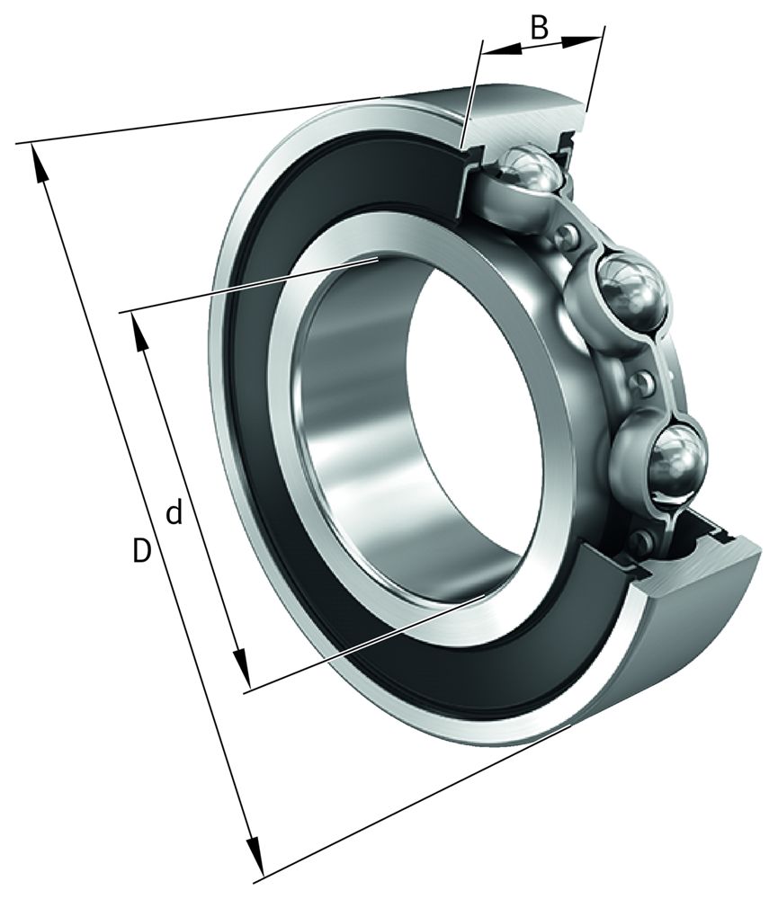 FAG S6204-2RSR-FD 1 Row Deep Groove Ball Bearing - 20 mm ID, 47 mm OD