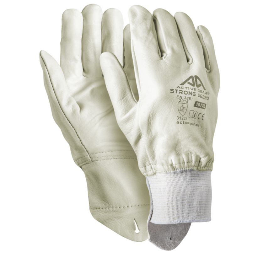 Active Gear S6220 White Leather Work Gloves, Size 9/L