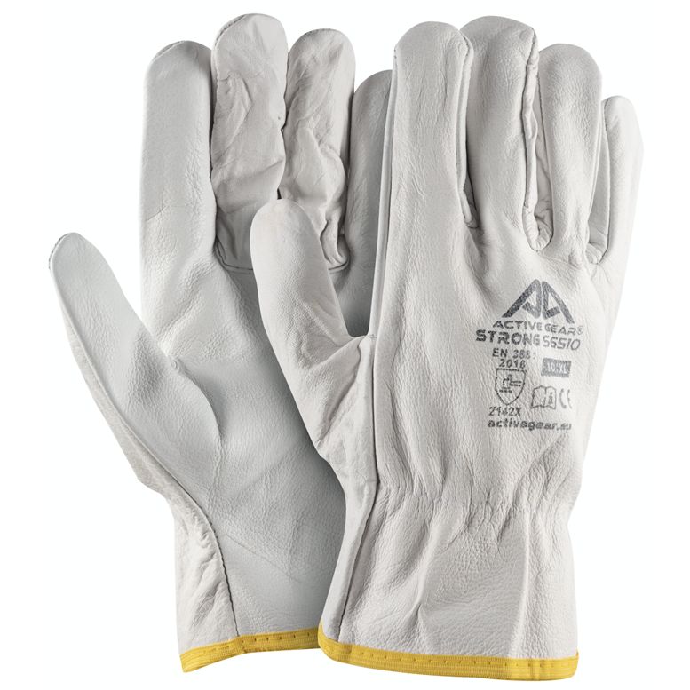 Active Gear S6510 White Leather Work Gloves