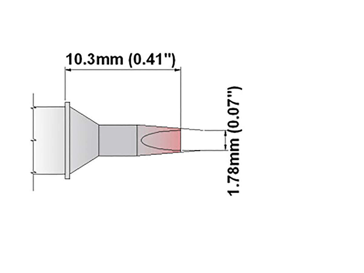 Thermaltronics 1.78 mm Straight Chisel 10.3 mm Soldering Iron Tip for use with MFR-PS1100, SP200, MFR-PS2200, TMT-2000PS