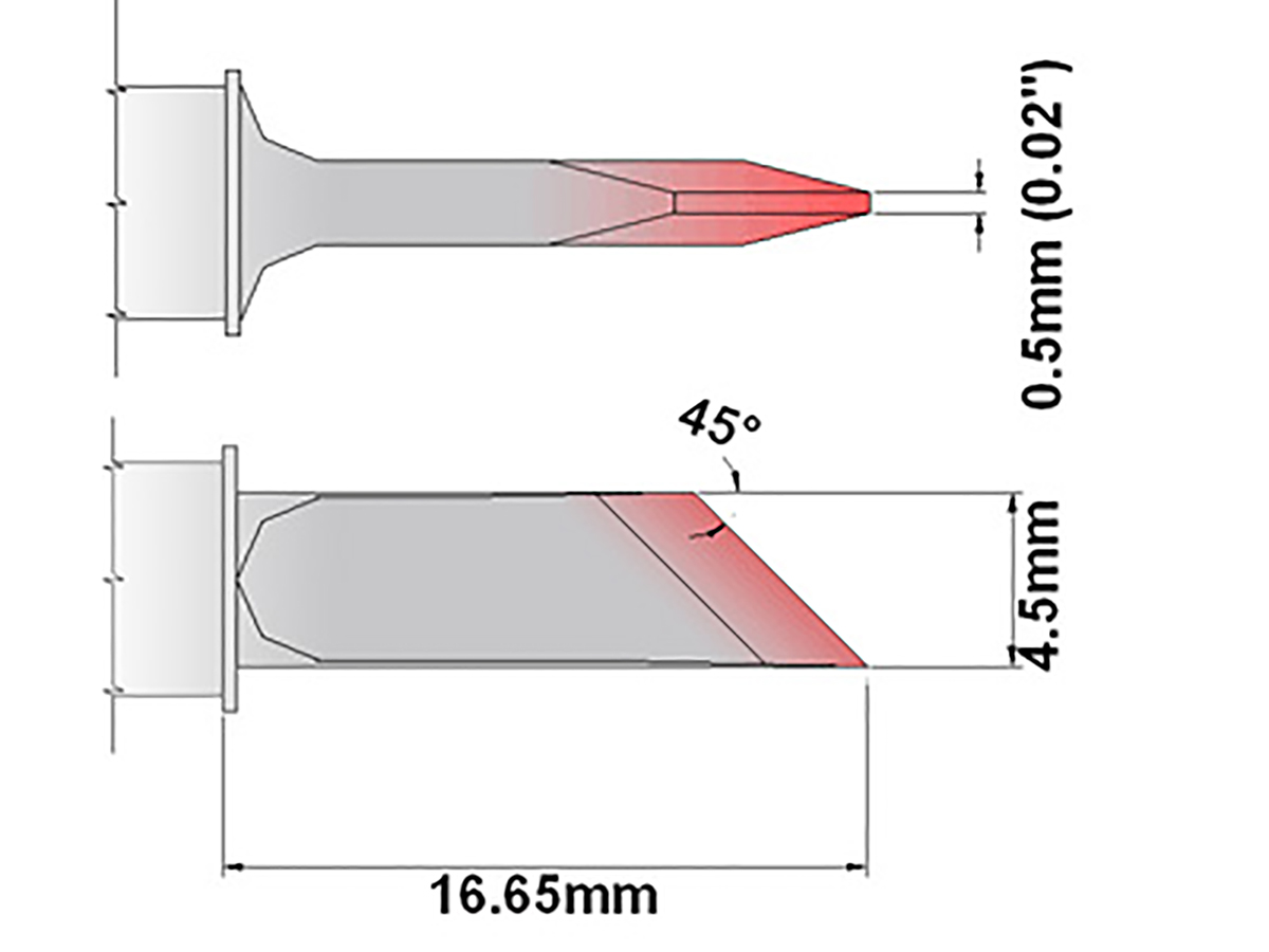 Thermaltronics 4.5 mm Straight Knife 16.65 mm Soldering Iron Tip for use with TMT-2000PS, MFR-PS2200, SP200, MFR-PS1100
