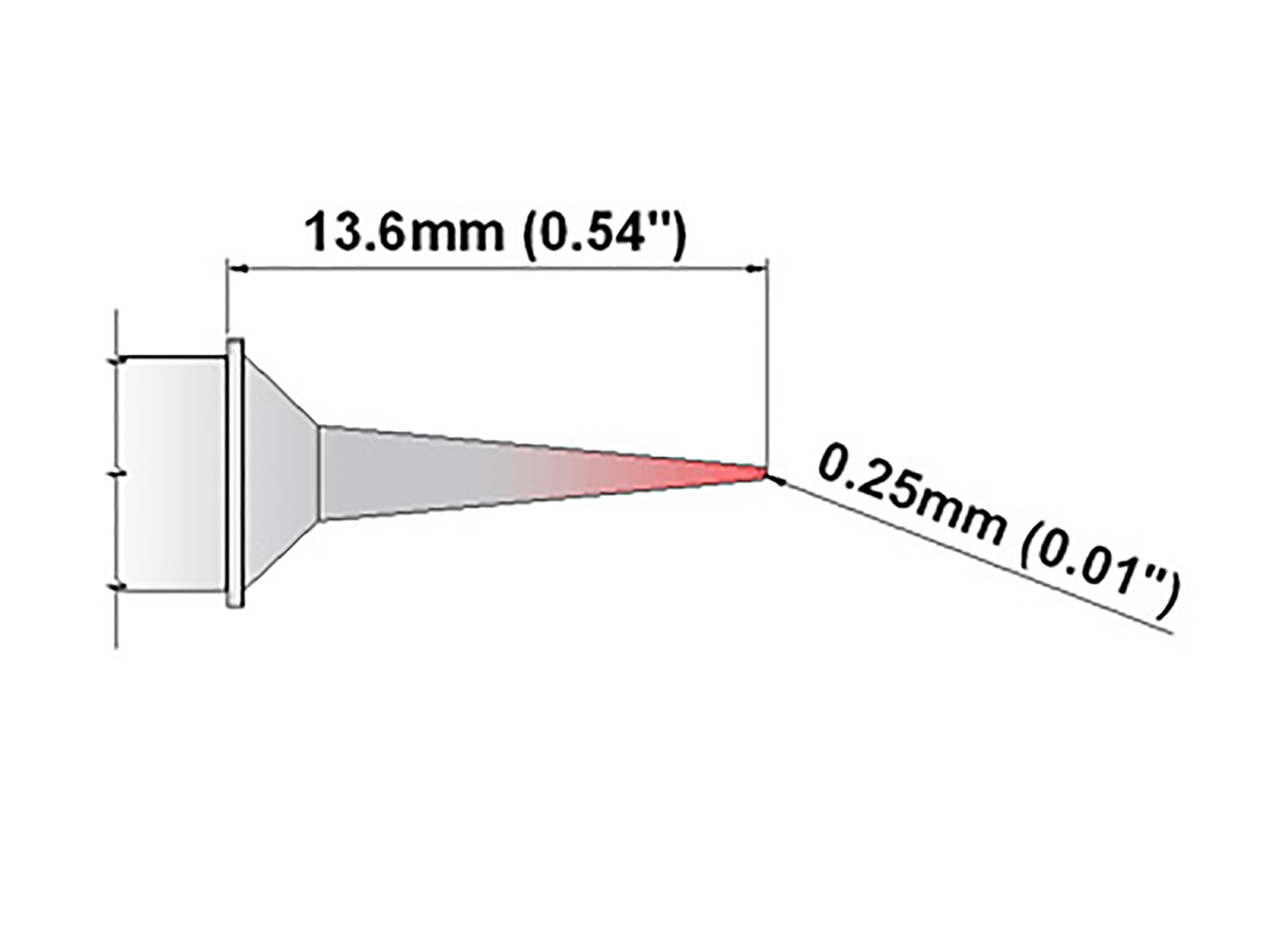 Thermaltronics 0.25 mm Micro Fine 13.6 mm Soldering Iron Tip for use with TMT-2000S-SM